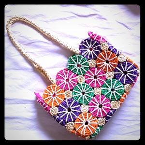 Colorful Straw Beach Shoulder Bag